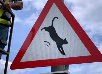 A ‘Beware of Cats’ traffic sign in New Taipei City’s Houtong Township Cats’ traffic sign in New Taipei City
