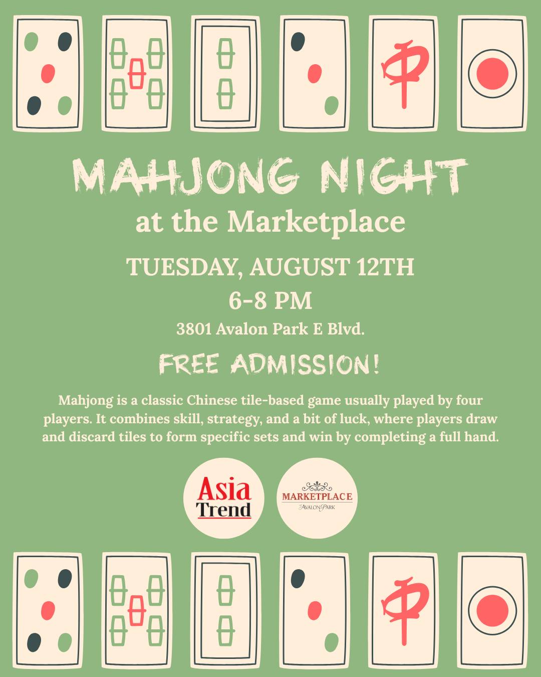 Mahjong Night at Avalon Park