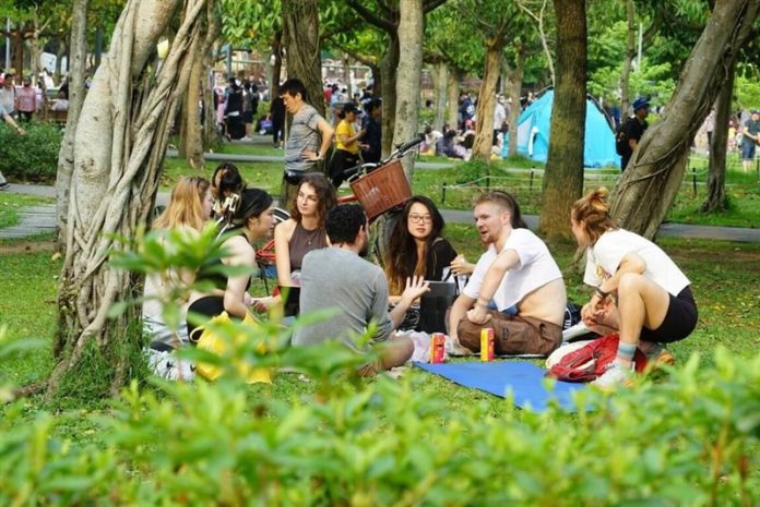 People of various ethnic backgrounds have a picnic at a park in this undated picture. Photo courtesy of the Tourism Innovation Association of Taiwan Oct. 19, 2025 Taipei rated most livable city for foreigners in Taiwan