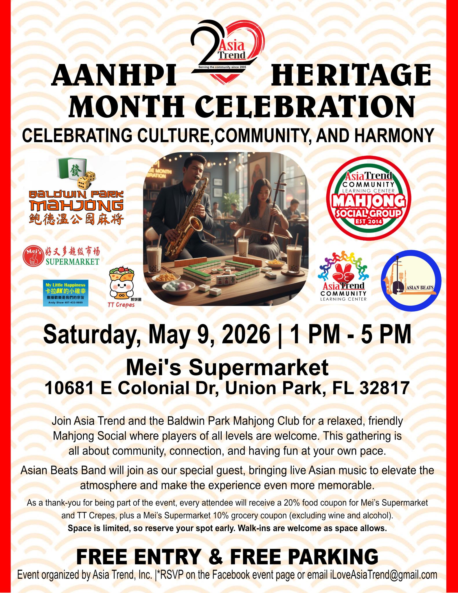 Asia Trend AANHPI Heritage Month Celebration: Mahjong Social & Asian Beats music