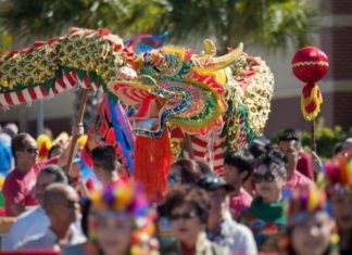 Dragon Parade Lunar New Year Festival in Orlando to celebrate the Year of the Dog on February 25, 2018 Dragon Parade