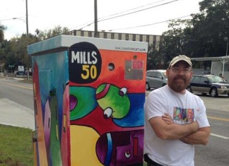 Mills 50 Art Box Repainting Project The art box, painted by Lee Vandergrift, includes color, creativity and fun.